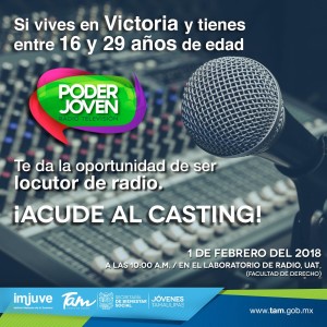 IJU-008-2018.-Jóvenes Tamaulipas invita a casting de Radio en busca de nuevos integrantes del programa Poder Joven en Ciudad Victoria